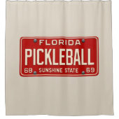 Pickleball Player Fan Retro Florida License Plate シャワーカーテン (正面)