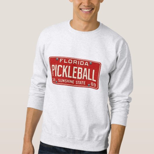 Pickleball Player Fan Retro Florida License Plate スウェットシャツ (正面)
