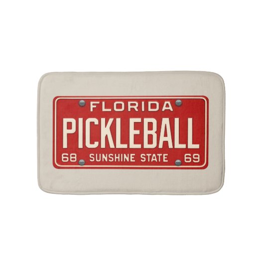 Pickleball Player Fan Retro Florida License Plate バスマット (正面)
