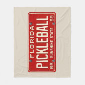Pickleball Player Fan Retro Florida License Plate フリースブランケット (正面)