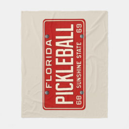 Pickleball Player Fan Retro Florida License Plate フリースブランケット