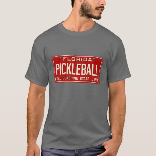 Pickleball Player Fan Retro Florida License Plate Tシャツ (正面)
