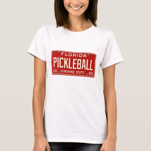 Pickleball Player Fan Retro Florida License Plate Tシャツ (正面)