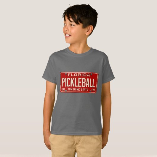 Pickleball Player Fan Retro Florida License Plate Tシャツ (正面フル)