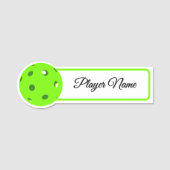 Pickleball Player Green Pickleballs Personalized 名札 (正面)