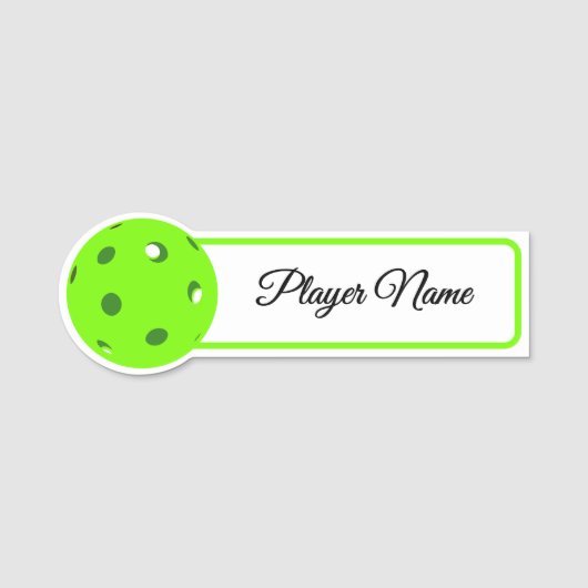 Pickleball Player Green Pickleballs Personalized 名札 (正面)