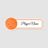 Pickleball Player Orange Pickleballs Personalized 名札 (正面)