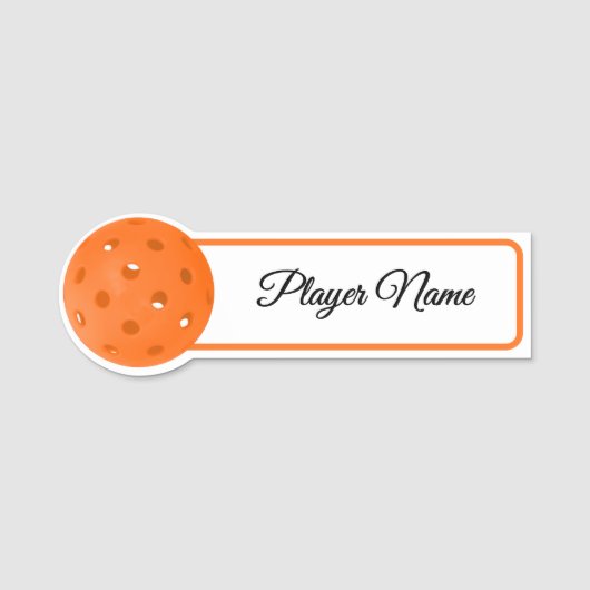 Pickleball Player Orange Pickleballs Personalized 名札 (正面)