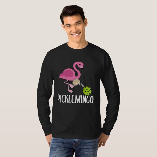 Pickleball Player Paddleball  Picklemingo Pink Fla Tシャツ (正面フル)