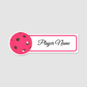Pickleball Player Pink Pickleballs Personalized 名札 (正面)