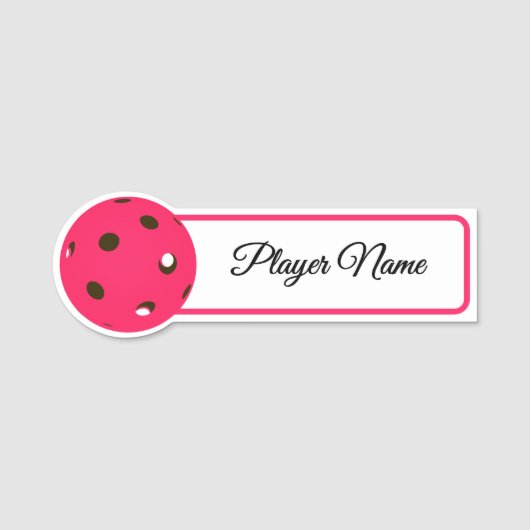 Pickleball Player Pink Pickleballs Personalized 名札 (正面)