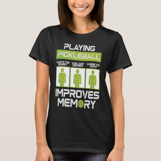 Pickleball Player Playing Pickleball Improves Memo Tシャツ (正面)