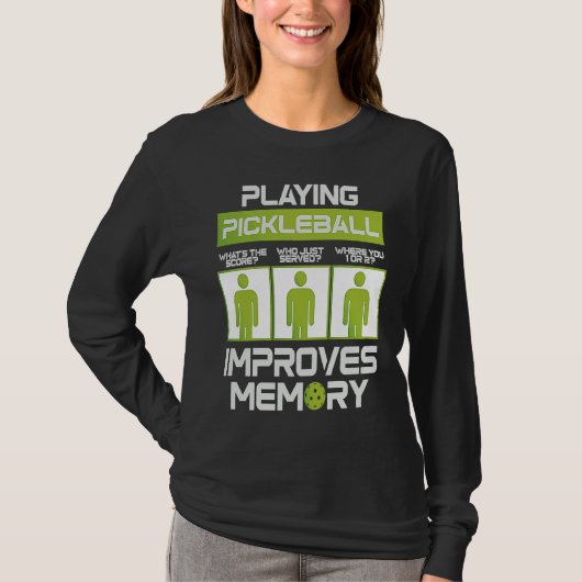 Pickleball Player Playing Pickleball Improves Memo Tシャツ (正面)