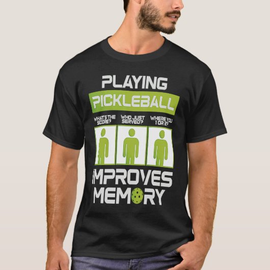 Pickleball Player Playing Pickleball Improves Memo Tシャツ (正面)