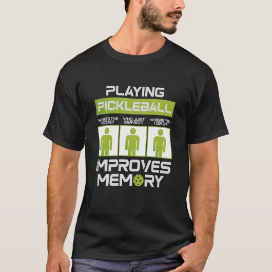 Pickleball Player Playing Pickleball Improves Memo Tシャツ (正面)
