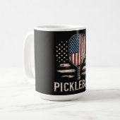 Pickleball Player US Flag Retro Paddleball コーヒーマグカップ (正面左)