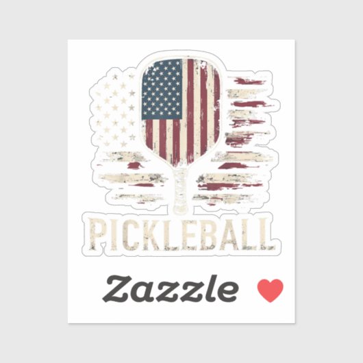Pickleball Player US Flag Retro Paddleball シール (シート)