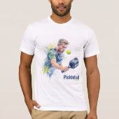 Pickleball Player with Ball - Watercolor Style Tシャツ (正面)