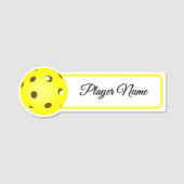Pickleball Player Yellow Pickleballs Personalized 名札 (正面)
