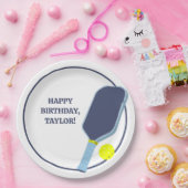Pickleball Players Custom Message Birthday ペーパープレート (パーティー)