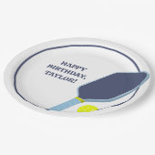 Pickleball Players Custom Message Birthday ペーパープレート (アングル)