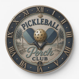 Pickleball Porch Club Rustic Paddle ペーパープレート