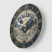 Pickleball Porch Club Rustic Paddle ラージ壁時計 (傾斜)