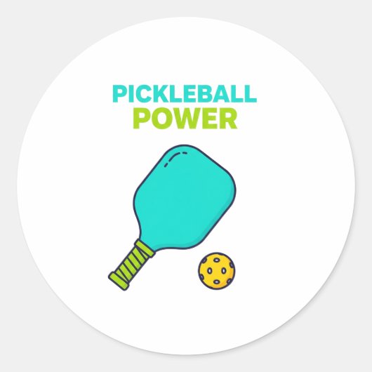 Pickleball Power Funny Sports Sticker ラウンドシール (正面)