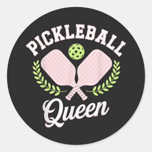Pickleball Queen Funny Pickleball Player ラウンドシール (正面)