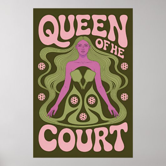 Pickleball Queen Of The Court Art Poster ポスター (正面)