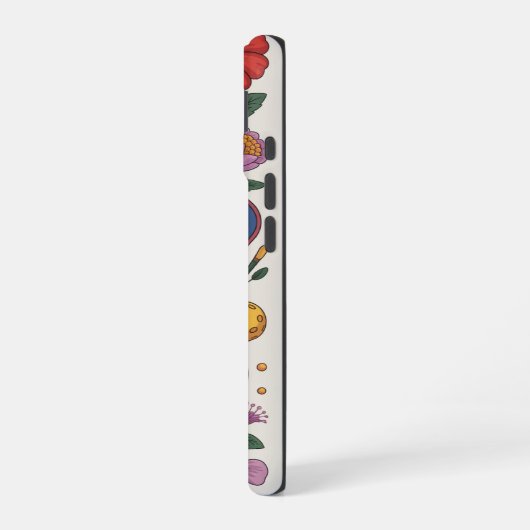 Pickleball Rainbow Flag Paddles With Flowers iPhone 16ケース (左側面)