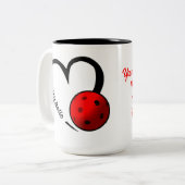Pickleball Rating Personalized Heart Red and White ツートーンマグカップ (正面左)