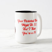 Pickleball Rating Personalized Heart Red and White ツートーンマグカップ (正面右)