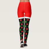 Pickleball Red Santa Shorts Red & Green Ornaments レギンス (裏面)