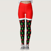 Pickleball Red Santa Shorts Red & Green Ornaments レギンス (正面)