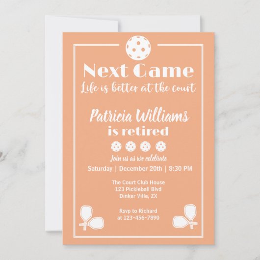 Pickleball Retirement Life is better at the Court 招待状 (正面)