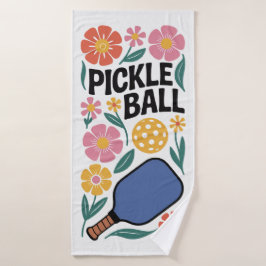 Pickleball Retro Floral Paddle バスタオル