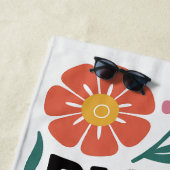 Pickleball Retro Floral Paddle Beach Towel ビーチタオル (インサイチュ)