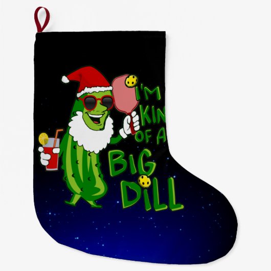 Pickleball Santa Big Dill ラージクリスマスストッキング (正面)