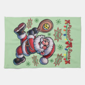 Pickleball Santa Claus Christmas キッチンタオル (横)