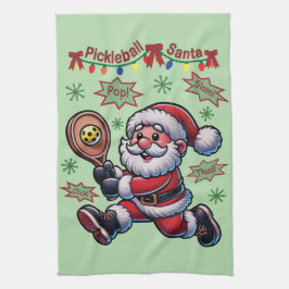 Pickleball Santa Claus Christmas キッチンタオル