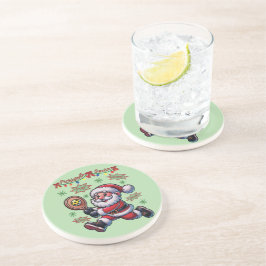 Pickleball Santa Claus Christmas コースター