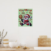 Pickleball Santa Claus Christmas ポスター (キッチン)