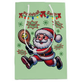 Pickleball Santa Claus Christmas ミディアムペーパーバッグ (正面)
