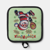 Pickleball Santa Claus Christmas 鍋敷き (正面)