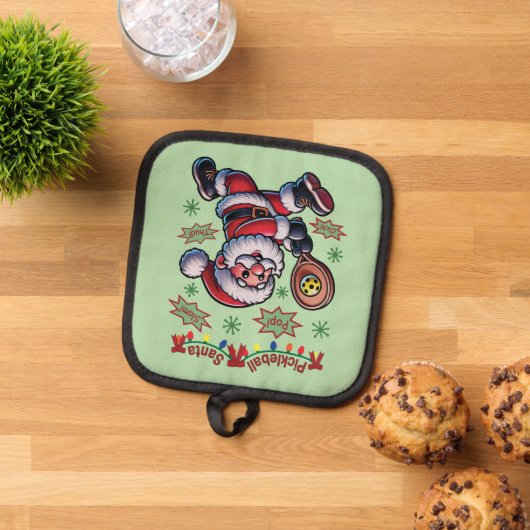 Pickleball Santa Claus Christmas 鍋敷き (トップダウン)