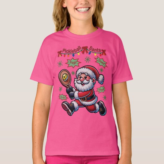 Pickleball Santa Claus Christmas Tシャツ (正面)