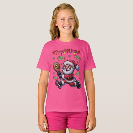 Pickleball Santa Claus Christmas Tシャツ (正面フル)