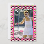 Pickleball Shower Dinks & Drinks Pink Chevron 招待状 (裏面)