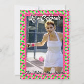 Pickleball Shower Dinks & Drinks Pink Honeycomb 招待状 (裏面)